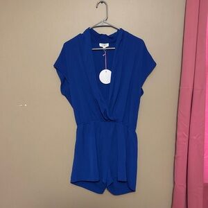 Blue Womens V neck romper